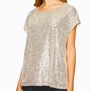 Rachel Zoe champagne silver Sequin Blouse